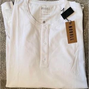 Brand New Nobull Men’s White Long Sleeve Henley - Large